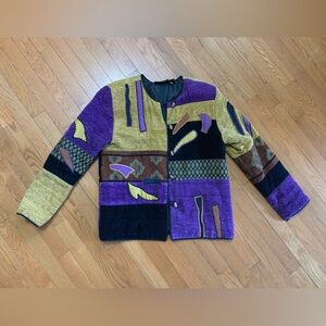 Vintage color block geometric design Women’s jacket by Allure size small